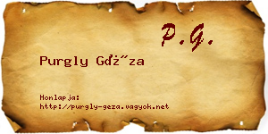 Purgly Géza névjegykártya