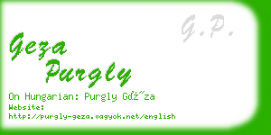 geza purgly business card